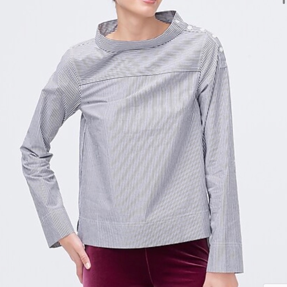 J. Crew Factory Striped funnelneck shirt size 6